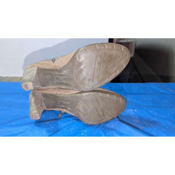Anne Klein iflex Women's Brown Suede Ankle Boots Block Heel Side Zip sz 8m shoes - Picture 4 of 12